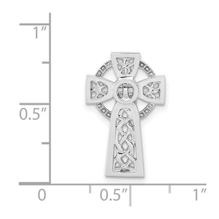 14k White Gold Polished Celtic Cross Slide Pendant