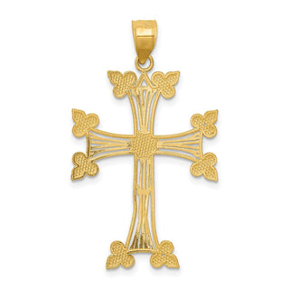 14k Yellow Gold Diamond-Cut Fancy Cross Pendant