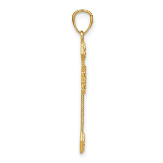 14k Yellow Gold Diamond-Cut Polished Filigree Cross Pendant K6238