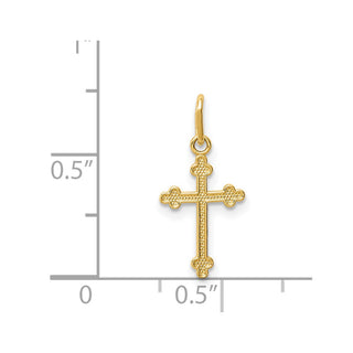 14K Yellow Gold Polished Small Budded Cross Charm