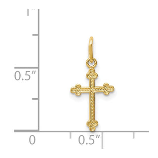 14K Yellow Gold Polished Small Budded Cross Charm