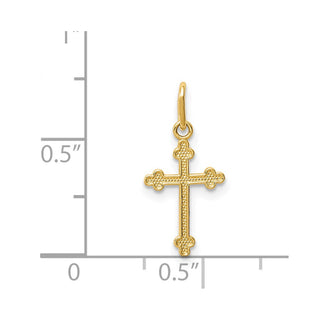 14K Yellow Gold Polished Small Budded Cross Charm