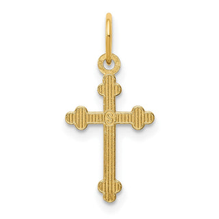 14k Yellow Gold Small Diamond-Cut Budded Cross Pendant