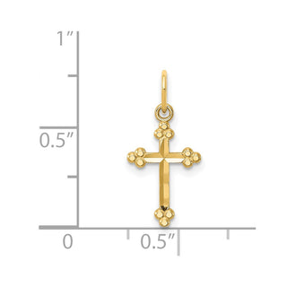 14k Yellow Gold Small Diamond-Cut Budded Cross Pendant