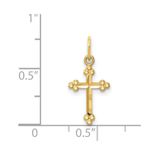 14k Yellow Gold Small Diamond-Cut Budded Cross Pendant