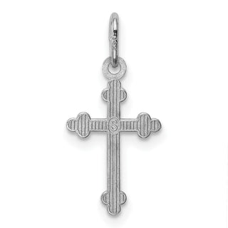 14k White Gold Polished Diamond-cut Small Budded Cross Charm