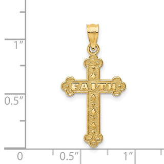 14k Yellow Gold Satin and Polished Faith Cross Pendant