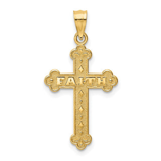 14k Yellow Gold Satin and Polished Faith Cross Pendant