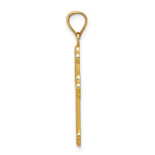 14k Yellow Gold Satin and Polished Budded Cross Pendant K6247
