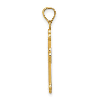 14k Yellow Gold Satin and Polished Budded Cross Pendant K6247