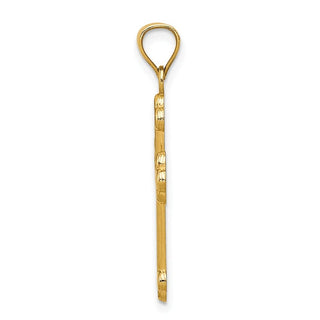 14k Yellow Gold Satin and Polished Budded Cross Pendant K6247