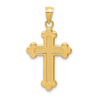 14k Yellow Gold Satin and Polished Budded Cross Pendant K6247