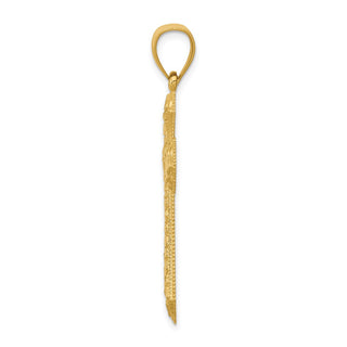 14k Yellow Gold Diamond-Cut Budded Cross Pendant K6254