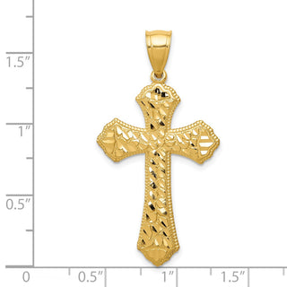 14k Yellow Gold Diamond-Cut Budded Cross Pendant K6254