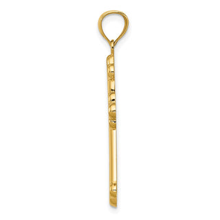 14k Yellow Gold Satin and Polished Budded Cross Pendant K6256