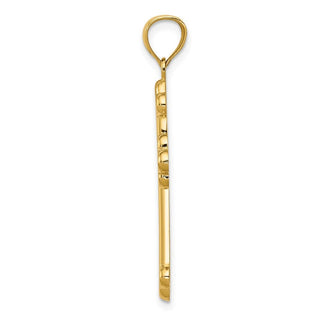14k Yellow Gold Satin and Polished Budded Cross Pendant K6256