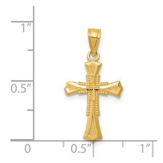 14k Yellow Gold Diamond-Cut Cross Pendant K6260