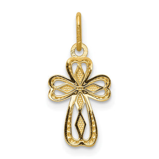 14k Yellow Gold Diamond-Cut Polished Small Cross Pendant