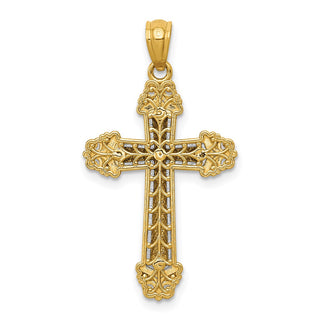 14k Yellow and White Gold Fancy Polished Cross Pendant