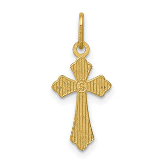 14K Yellow Gold Polished Diamond-cut Small Cross Charm