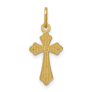 14K Yellow Gold Polished Diamond-cut Small Cross Charm