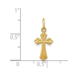 14K Yellow Gold Polished Diamond-cut Small Cross Charm