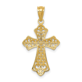 14k Yellow Gold Polished Filigree Cross Pendant K6273