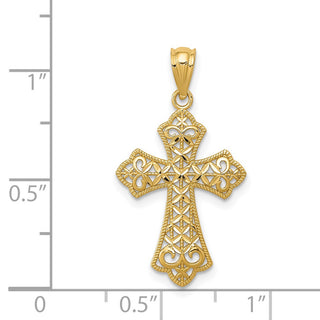 14k Yellow Gold Polished Filigree Cross Pendant K6273