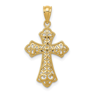 14k Yellow Gold Polished Filigree Cross Pendant K6273