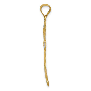 14k Yellow Gold and Rhodium Diamond-Cut Cross Pendant K6275