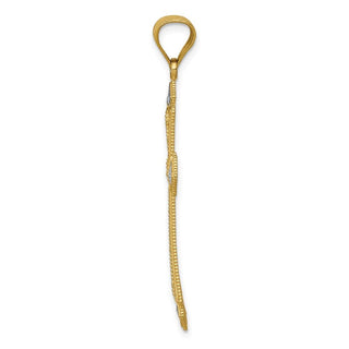 14k Yellow Gold and Rhodium Diamond-Cut Cross Pendant K6275