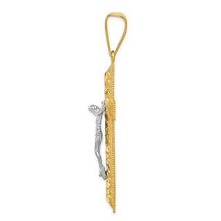 14k Yellow and White Gold Diamond-Cut Crucifix Pendant K6302