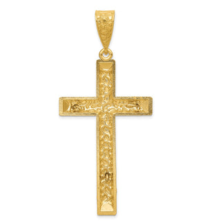 14k Yellow and White Gold Diamond-Cut Crucifix Pendant K6302