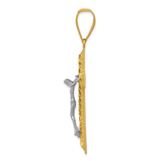 14k Yellow and White Gold Diamond-Cut Crucifix Pendant K6303