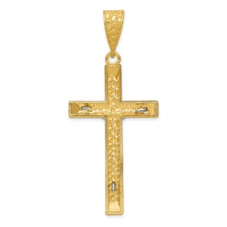 14k Yellow and White Gold Diamond-Cut Crucifix Pendant K6303