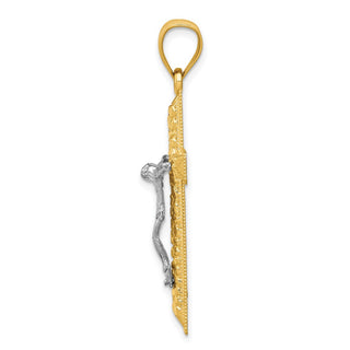 14k Yellow and White Gold Diamond-Cut Crucifix Pendant K6304