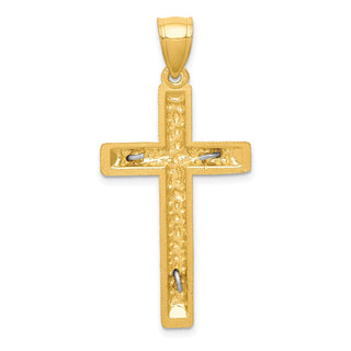14k Yellow and White Gold Diamond-Cut Crucifix Pendant K6304