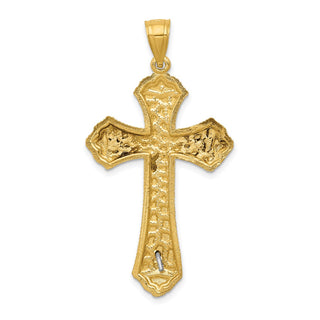 14k Yellow and White Gold Diamond-Cut Passion Crucifix Pendant K6305