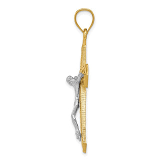 14k Yellow and White Gold Diamond-Cut Passion Crucifix Pendant K6313