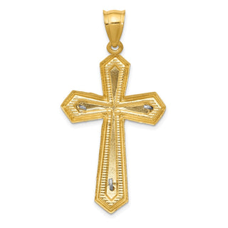 14k Yellow and White Gold Diamond-Cut Passion Crucifix Pendant K6313