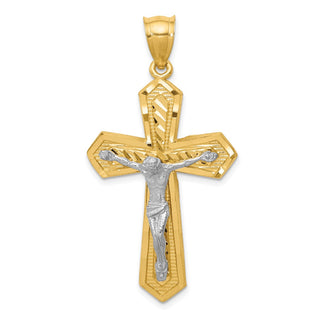 14k Yellow and White Gold Diamond-Cut Passion Crucifix Pendant K6313