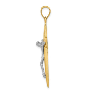14k Yellow and White Gold Diamond-Cut Latin Crucifix Pendant K6314