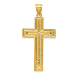 14k Yellow and White Gold Diamond-Cut Latin Crucifix Pendant K6314