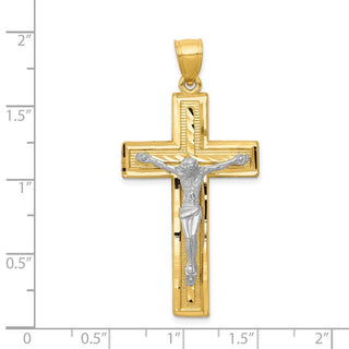 14k Yellow and White Gold Diamond-Cut Latin Crucifix Pendant K6314
