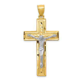 14k Yellow and White Gold Diamond-Cut Latin Crucifix Pendant K6314