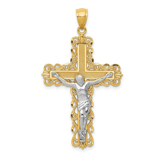 14k Yellow and White Gold Crucifix Pendant K6324