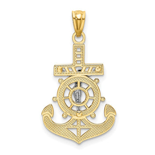 14k Yellow Gold and Rhodium Polished Mariners Crucifix Pendant K6330