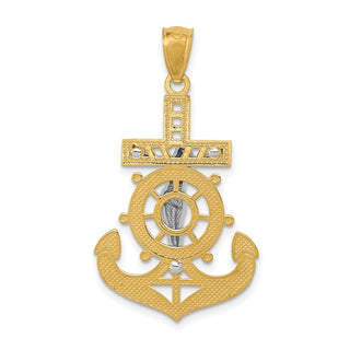 14k Yellow Gold and Rhodium Polished Mariners Crucifix Pendant K6331