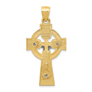 14k Yellow and White Gold Polished Celtic Inri Crucifix Pendant