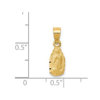 14k Yellow Gold Satin and Diamond-Cut Our Lady Of Guadalupe Pendant